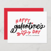 Rote, moderne Kalligrafie Happy Galentine's Day Ca (Vorne/Hinten)
