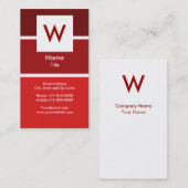 Rote moderne Monogramm-Visitenkarte Visitenkarte (Vorne/Hinten)
