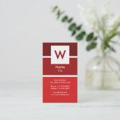 Rote moderne Monogramm-Visitenkarte Visitenkarte (Stehend Vorderseite)