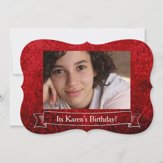 Rote moderne Schein-Geburtstags-Einladung Einladung (Vorderseite)