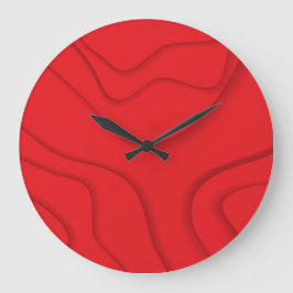 Rote, moderne, trendige, coole Kunst im Papierschn Große Wanduhr