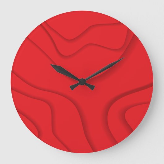 Rote, moderne, trendige, coole Kunst im Papierschn Große Wanduhr (Vorderseite)