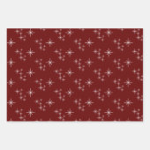 Rote moderne Weihnachtsbäume Schneeflocken Festlic Geschenkpapier Set (Vorderseite)