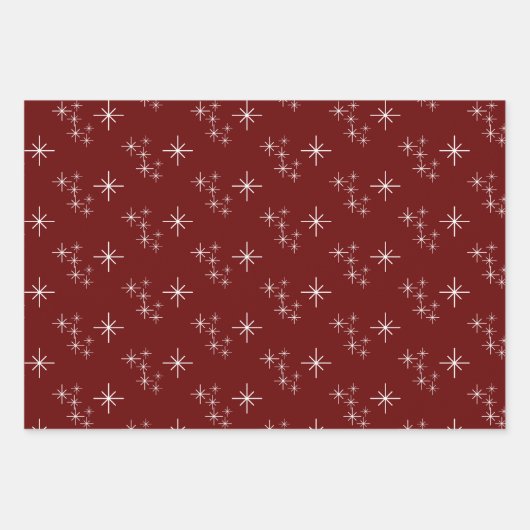 Rote moderne Weihnachtsbäume Schneeflocken Festlic Geschenkpapier Set (Vorderseite)