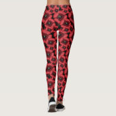 Rote Mohn August Geburtsblumen-Muster Leggings (Rückseite)