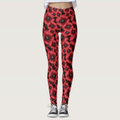 Rote Mohn August Geburtsblumen-Muster Leggings (Vorderseite)