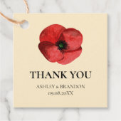 Rote Mohn-Blumen-Hochzeit-Dankeschön Geschenkanhänger (Vorderseite)
