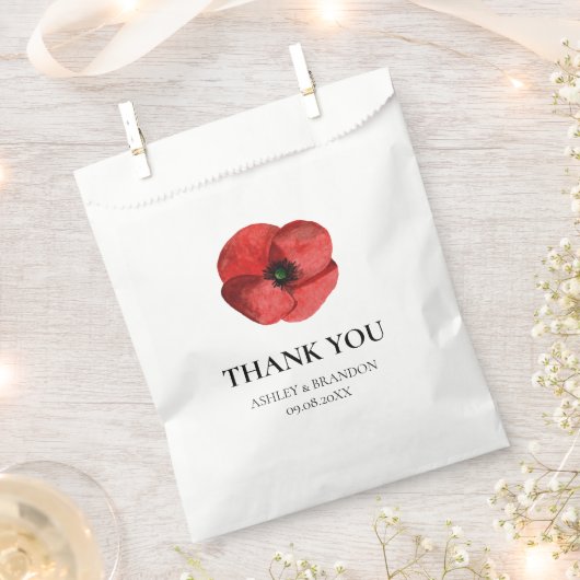 Rote Mohn-Blumen-Hochzeit-Dankeschön Geschenktütchen (Ausgeschnitten)