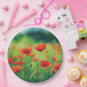 Rote Mohn-Blumenparty Pappteller (Party)