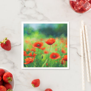Rote Mohn-Blumenparty Serviette