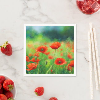 Rote Mohn-Blumenparty Serviette