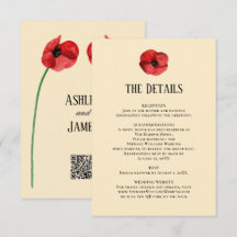 Rote Mohn Details Empfangs Informationen Hochzeit