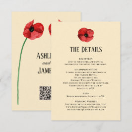 Rote Mohn Details Empfangs Informationen Hochzeit Begleitkarte