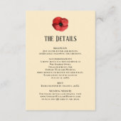 Rote Mohn Details Empfangs Informationen Hochzeit  Begleitkarte (Vorderseite)
