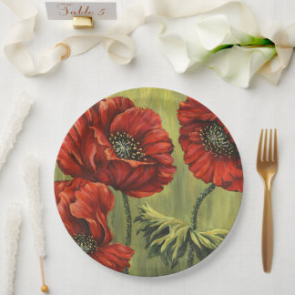 Rote Mohn-Garten-Picknick-Papierteller Pappteller