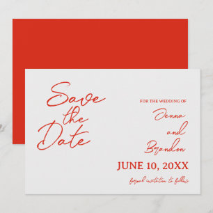 Rote Mohn-Hochzeits-Flat-Save-The-Date-Karte Save The Date