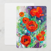 Rote Mohn-Impasto-Kunst Blumen Einladung (Vorne/Hinten)