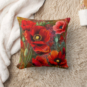 Rote Mohn-Kissenhülle Kissen