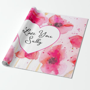 Rote Mohn Mohnblumen Blumen Floral Wasserfarbe Ehe Geschenkpapier