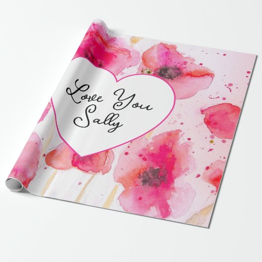 Rote Mohn Mohnblumen Blumen Floral Wasserfarbe Ehe Geschenkpapier (Ungerollt)