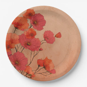Rote Mohn-Papierteller Pappteller