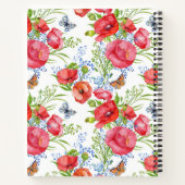 Rote Mohn-Schmetterling-Monogramm-Name Notizbuch (Rückseite)