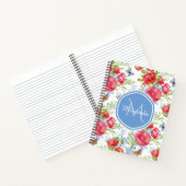 Rote Mohn-Schmetterling-Monogramm-Name Notizbuch (Innenseite)
