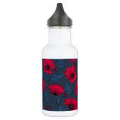 Rote Mohn und Ladybugs auf dunkelblau Edelstahlflasche (Links)