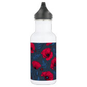 Rote Mohn und Ladybugs auf dunkelblau Edelstahlflasche (Rechts)