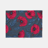 Rote Mohn und Ladybugs auf dunkelblau Fleecedecke (Vorderseite (Horizontal))