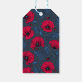 Rote Mohn und Ladybugs auf dunkelblau Geschenkanhänger (Rückseite)
