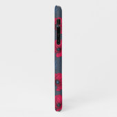 Rote Mohn und Ladybugs auf dunkelblau iPhone Hülle (Linke Seite)