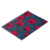 Rote Mohn und Ladybugs auf dunkelblau Notizblock (Linke Seite)