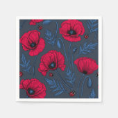 Rote Mohn und Ladybugs auf dunkelblau Serviette (Vorderseite)