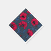 Rote Mohn und Ladybugs auf dunkelblau Serviette (Ecke)