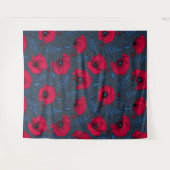 Rote Mohn und Ladybugs auf dunkelblau Wandteppich (Vorderseite (Horizontal))