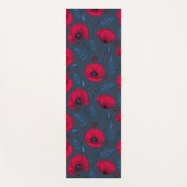 Rote Mohn und Ladybugs auf dunkelblau Yogamatte (Vorderseite)