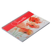 Rote Mohn-Wasserfarbe-Blumen-Mädchen-Name-Blumen Notizblock (Linke Seite)