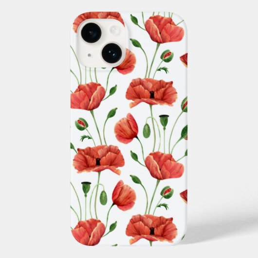 Rote Mohn-Wasserfarbe-Wildblume Case-Mate iPhone Hülle (Rückseite)