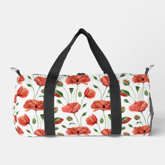Rote Mohn-Wasserfarbe-Wildblume Duffle Bag (Vorderseite)