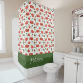 Rote Mohn-Wasserfarbe-Wildblumen-Monogramm Duschvorhang (Beispiel)