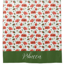 Rote Mohn-Wasserfarbe-Wildblumen-Monogramm