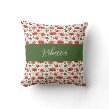 Rote Mohn-Wasserfarbe-Wildblumen-Monogramm-Name