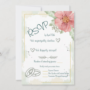 Rote Mohn-Wasserfarben-Blumen-RSVP-Karte Einladung
