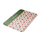 Rote Mohn-Wasserfarben-Wildblumen-Monogramm Badematte (Schrägansicht)