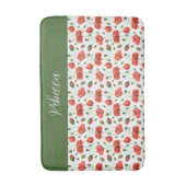 Rote Mohn-Wasserfarben-Wildblumen-Monogramm Badematte (Vorderseite Vertikal)