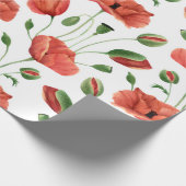 Rote Mohn-Wildblumen-Aquarell Geschenkpapier (Ecke)