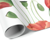 Rote Mohn-Wildblumen-Aquarell Geschenkpapier (Rolleneckpunkt)