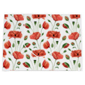 Rote Mohn-Wildblumen-Aquarell Große Geschenktüte (Vorderseite)