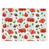 Rote Mohn-Wildblumen-Aquarell Große Geschenktüte (Rückseite)